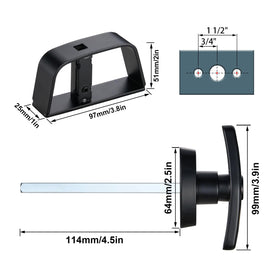 CZC AUTO adjustable D-handle closeup showing 4-1/2 inch stem for secure fit