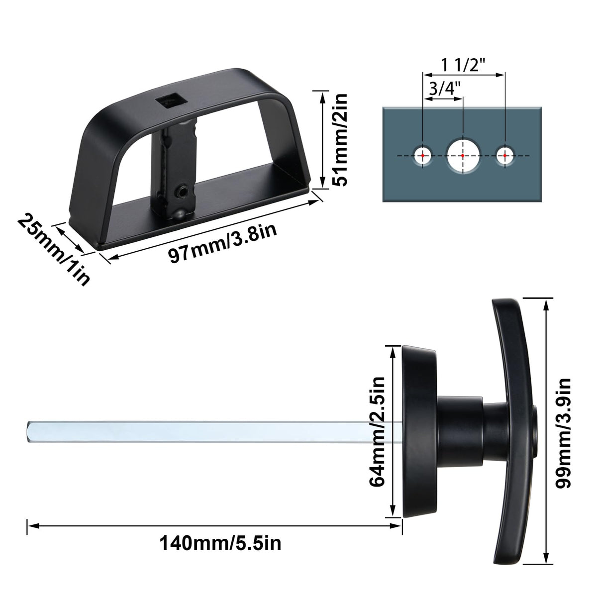 CZC AUTO T-handle close-up showing rugged steel for outdoor durability.