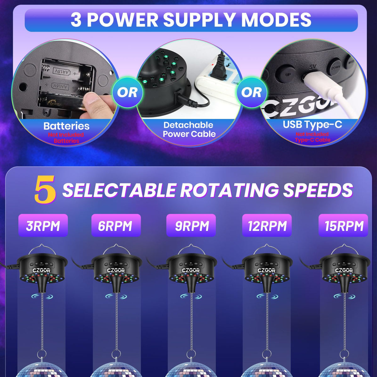 Czgor 16 ft detachable power cord for quick setup