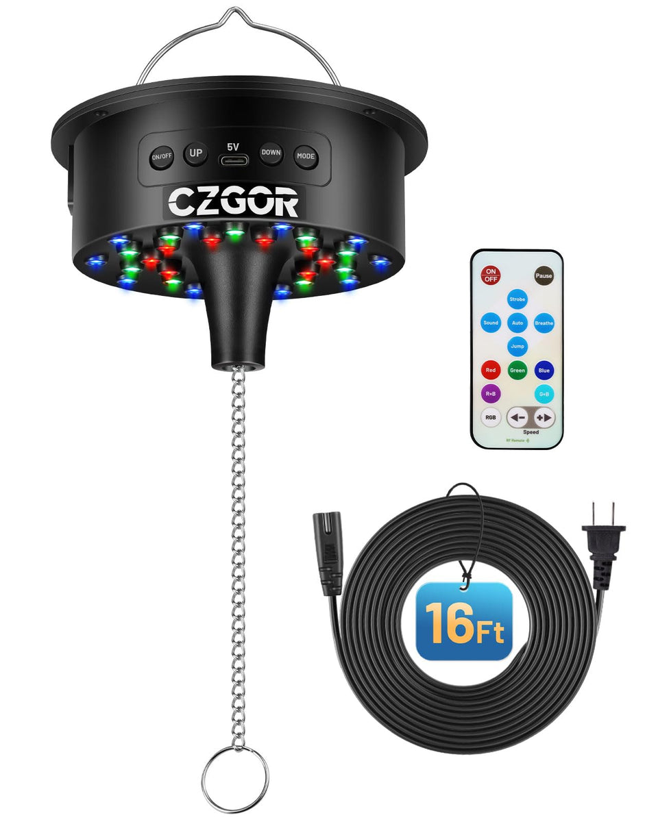 Czgor disco ball motor light with RGB LEDs for vibrant party visuals.