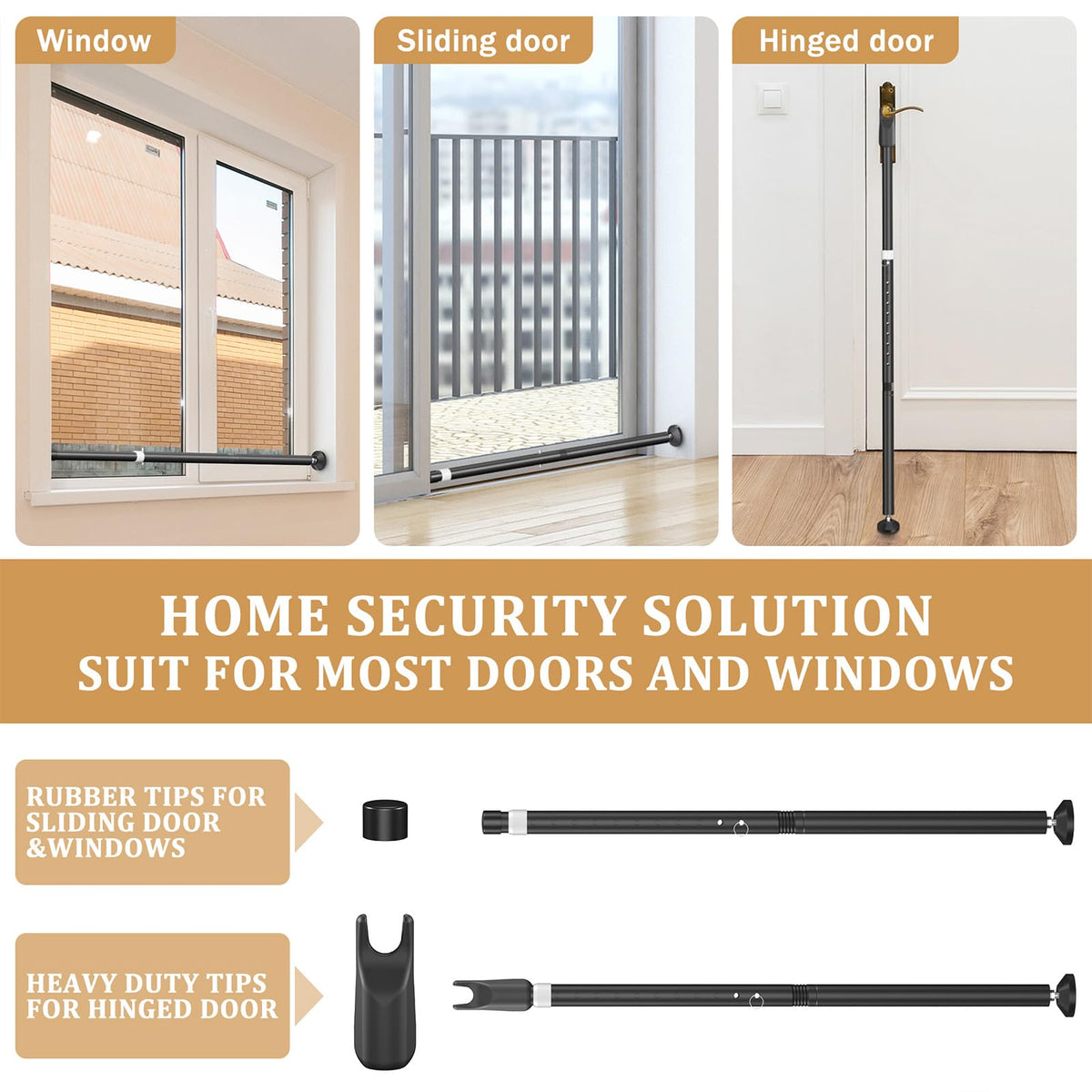 CZMIYRPY sliding door security bar indoor use protects children and pets