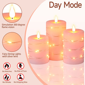 Da by pink flameless candles show realistic wax texture and glow