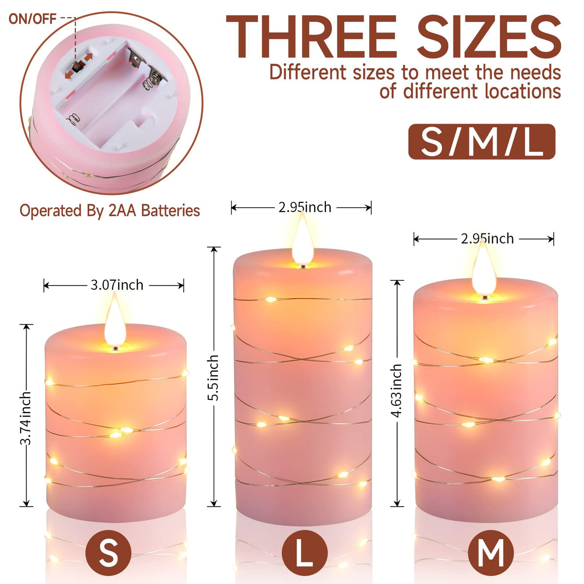 Da by pink flameless candles with timer options for daily scenes