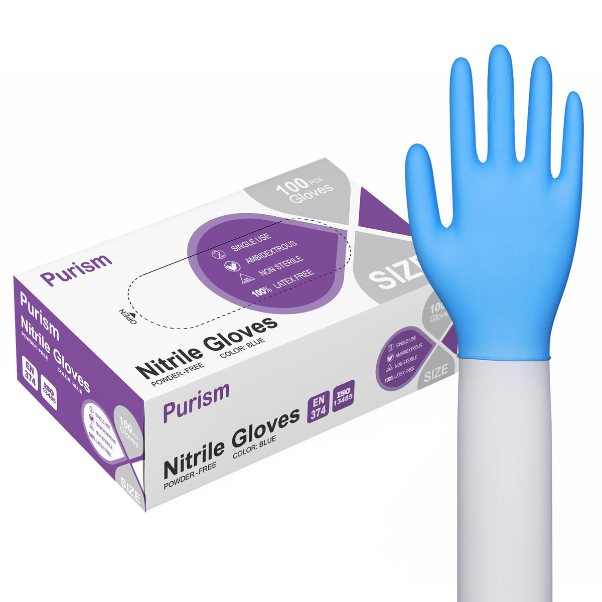 Daddy's Choice blue nitrile gloves packaging for easy storage and quick access