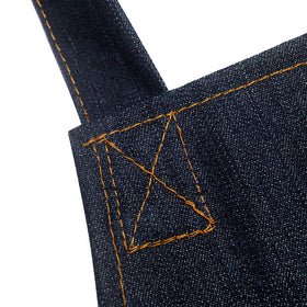 Dadidyc adjustable straps on the denim apron for a secure fit during busy shifts