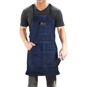 Dadidyc denim jean tool apron with 4 pockets, ideal for organized cooking or workshop tasks
