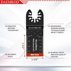 DAEMKOD blades show precise scale markings for accurate depth control.