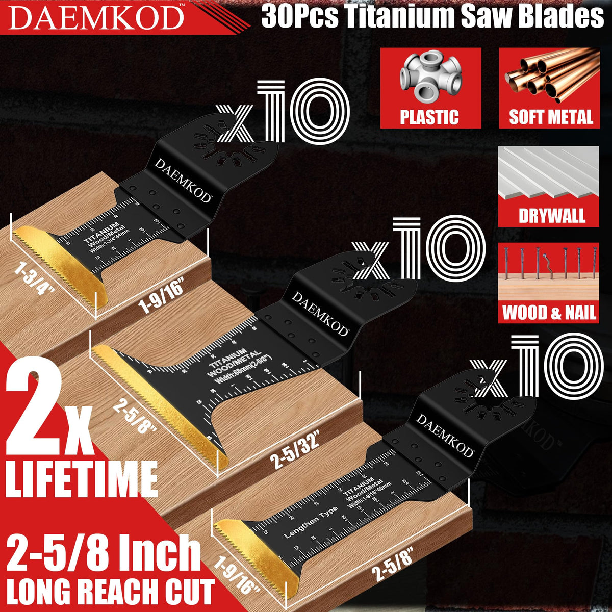 DAEMKOD blades with universal adapters for broad tool compatibility