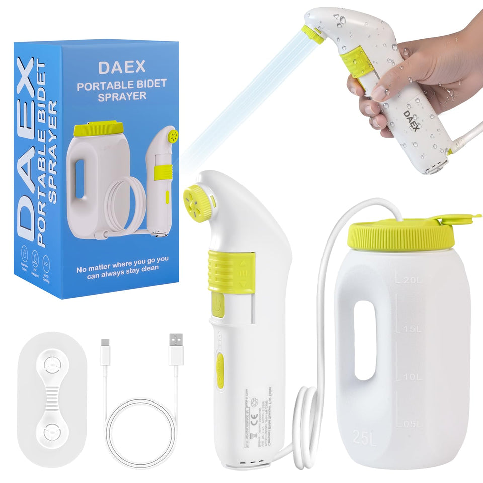DAEX portable bidet with compact travel design for convenient hygiene on the go.