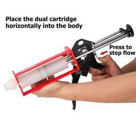 DAFEIKE dual-chamber caulking gun supports 2:1 and 1:1 mixes.