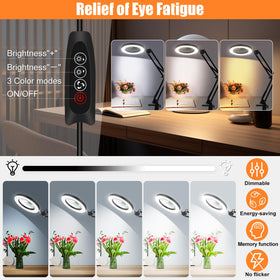 DAGIRT LED magnifier lamp with tilt lens for detailed viewing.