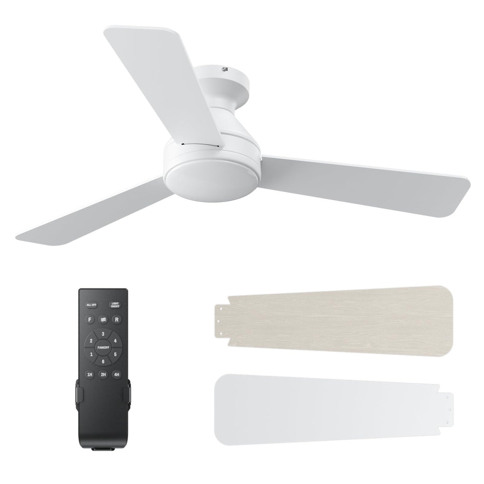 DAHUICFL 42-inch ceiling fan with remote shown for quiet, energy-efficient cooling.