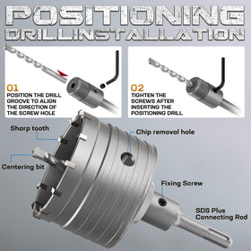 DAIMIT 110mm hole saw kit with SDS Max shank for heavy-duty drilling