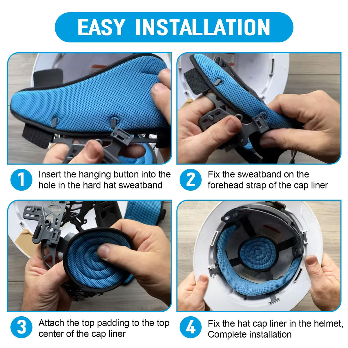 Dairrr Fuuu easy install blue helmet padding no tools.