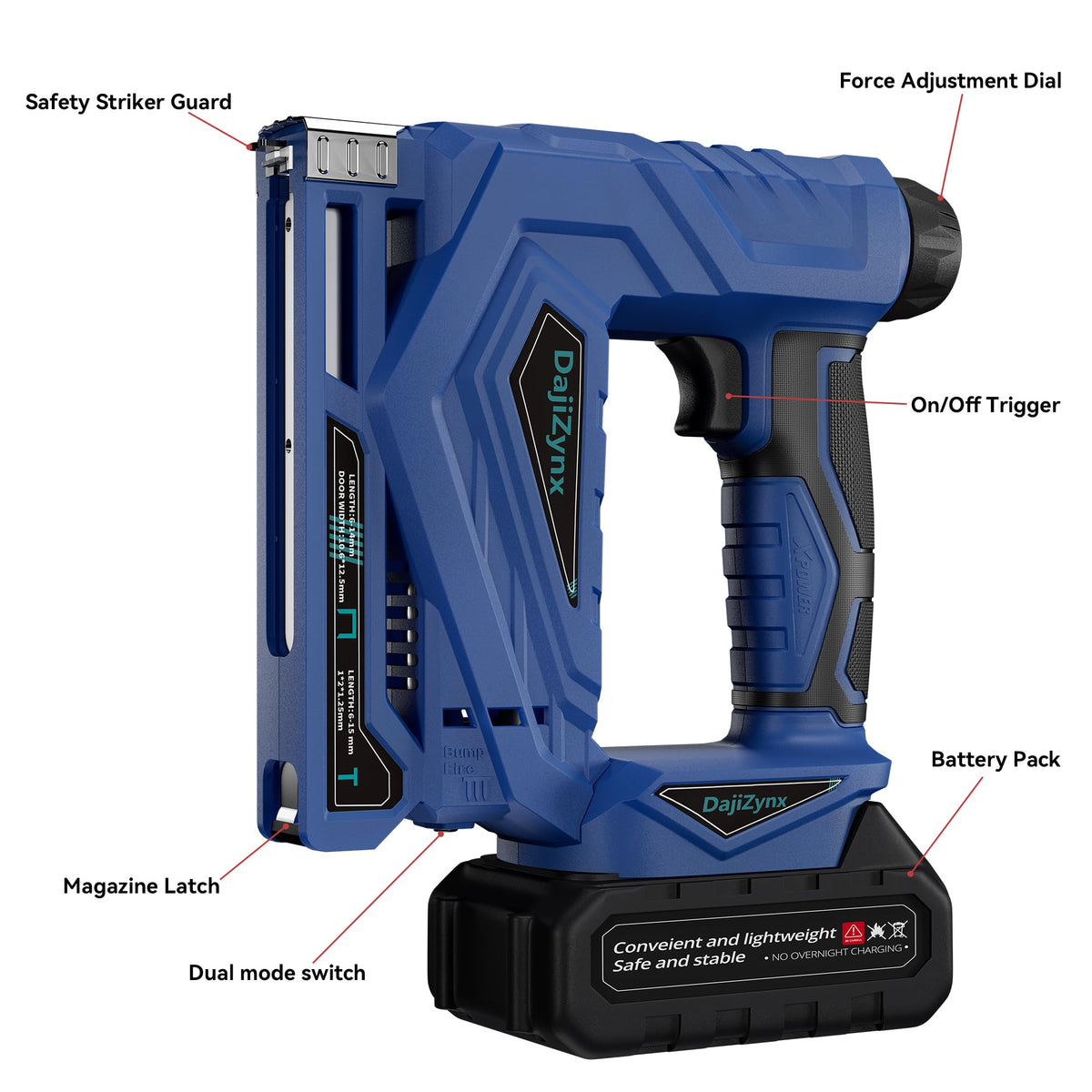DajiZynx battery and charger included for cordless convenience.