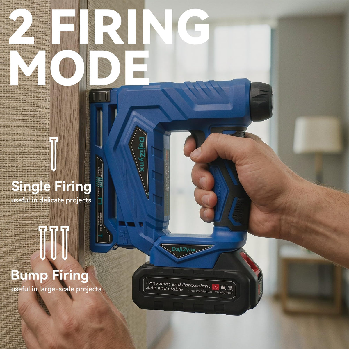 DajiZynx cordless brad nailer 2-in-1 design for quick DIY framing.