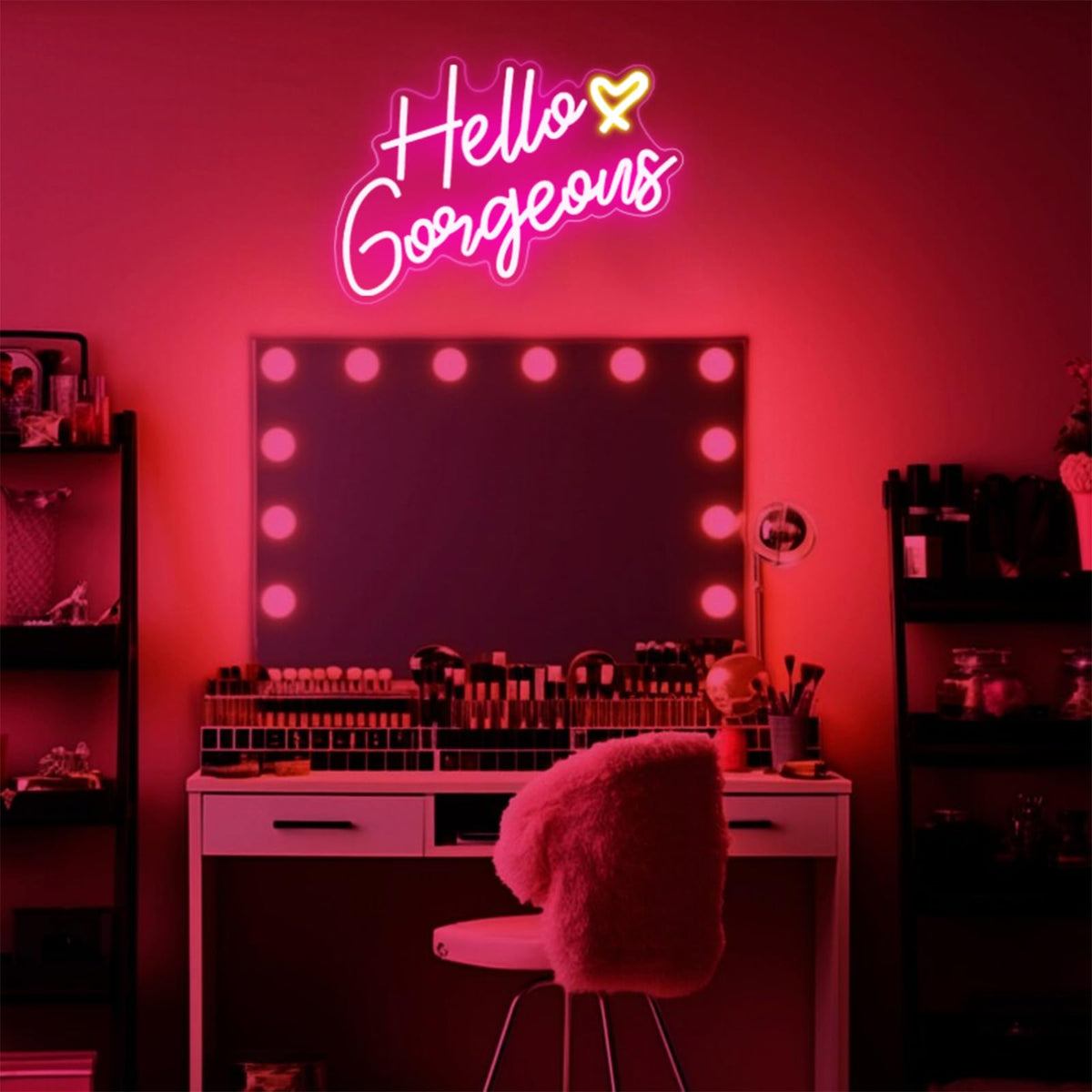 DAKABUKA Hello Gorgeous pink neon sign brightens bedrooms and dorm rooms.