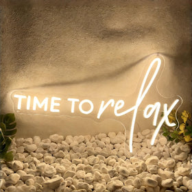 DAKABUKA Time To Relax neon sign dimensions 42x26 cm, ideal wall decor.