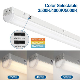 DAKASON 4ft LED strip light with selectable CCT for flexible workspace lighting.