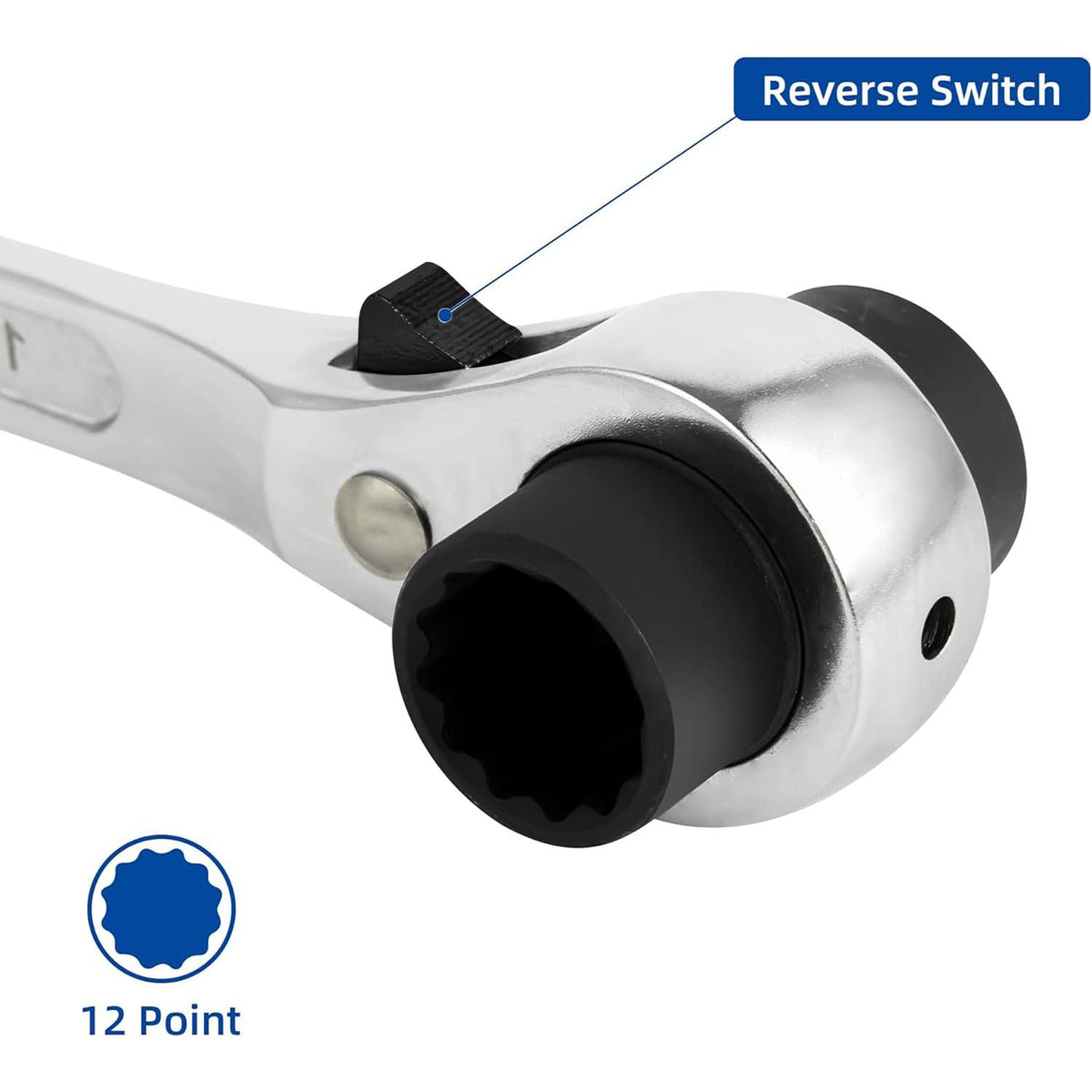 DAKCOS double-ended 19mm and 22mm heads enable tight-space bolt tightening.