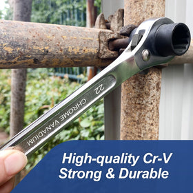 DAKCOS chrome-plated Cr-V steel construction ensures durability and corrosion resistance.