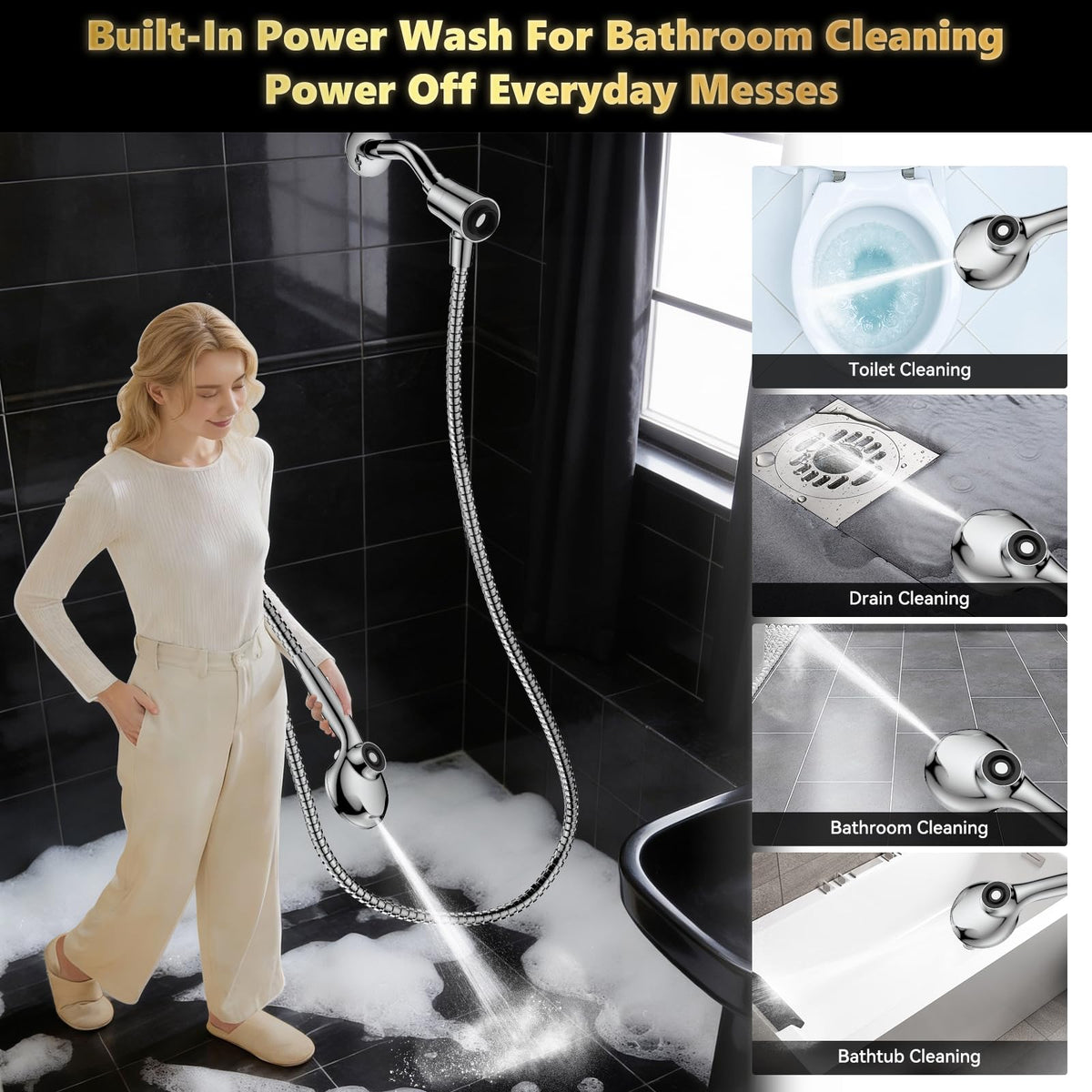 DAKINGS self-cleaning silicone nozzles resist limescale for consistent pressure