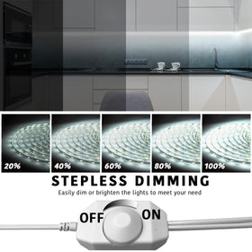 Dalattin 24V dimmable LED strip with included dimmer for adjustable brightness.
