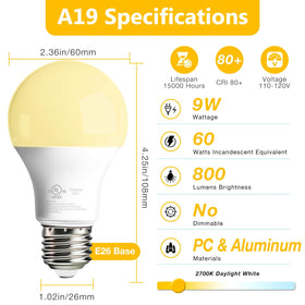Dalattin 800 lumen 9W bulb for bright, efficient daily tasks.