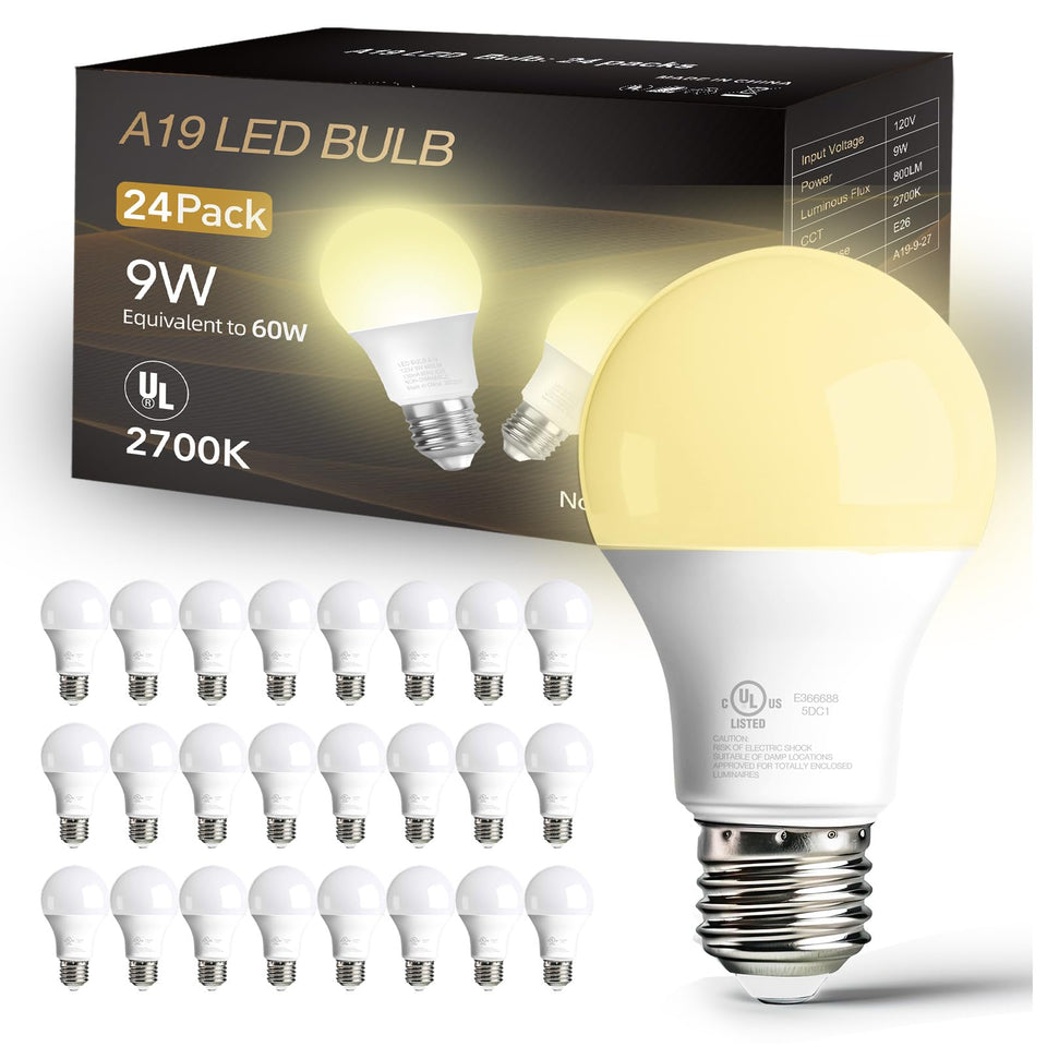 Dalattin A19 LED bulb with soft white 2700K glow for cozy living spaces.