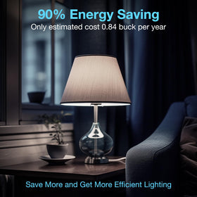 Dalattin A19 filament bulb in a floor lamp setup providing bright 800 lumens