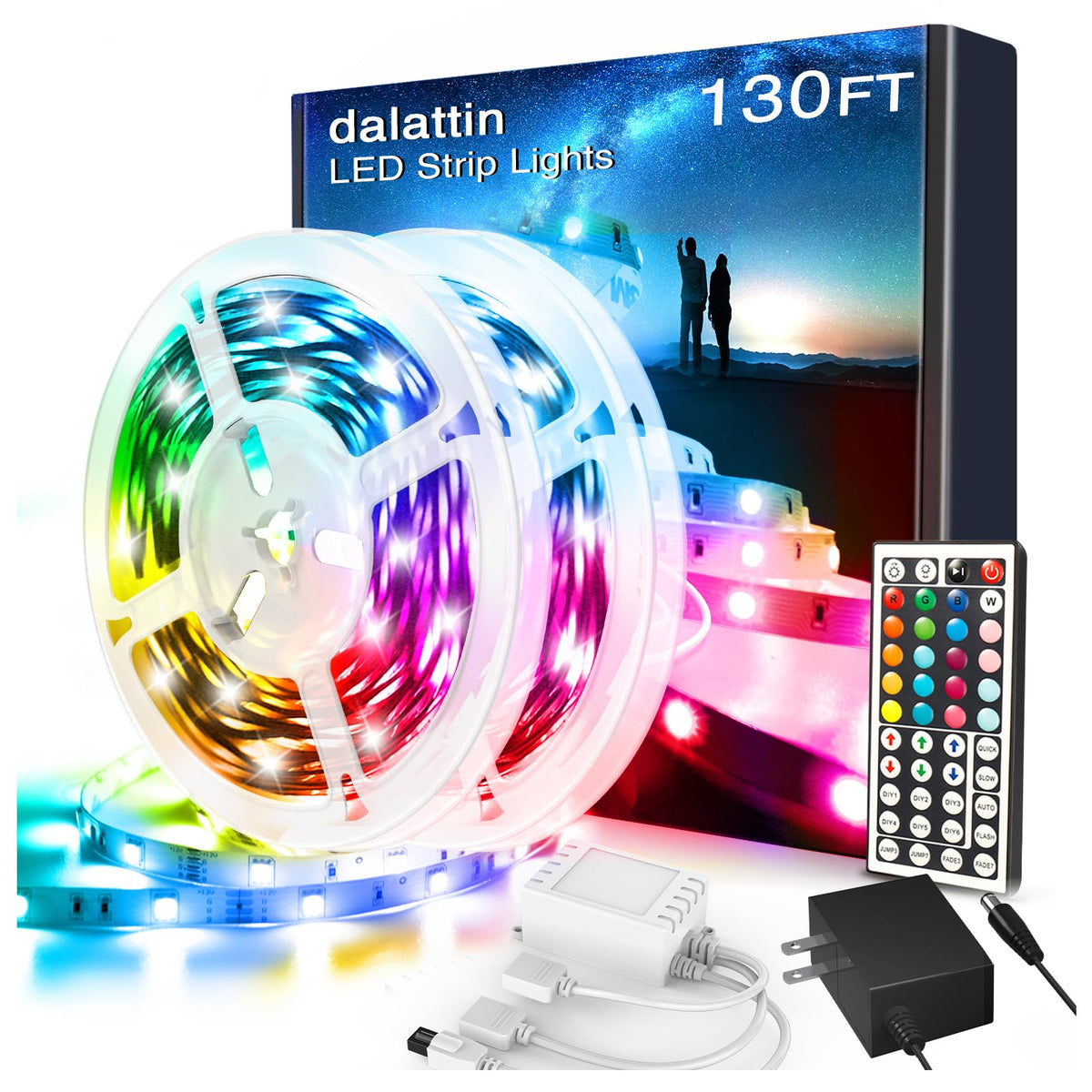 Dalattin LED lights bedroom 130ft kit for expansive ambient coverage.