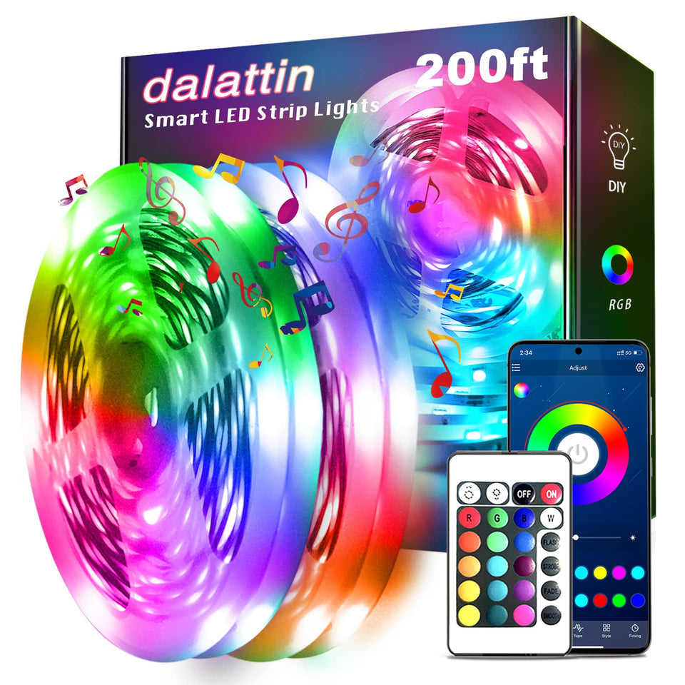 Dalattin LED lights bedroom ambience with 200ft strips for cozy, customizable lighting.