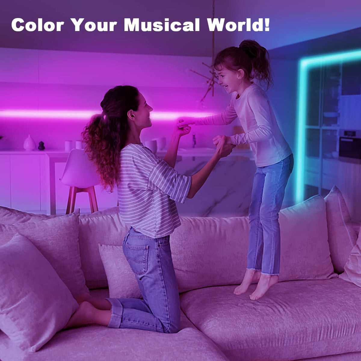 Dalattin LED strip easy installation with peel-and-stick adhesive on clean surfaces.