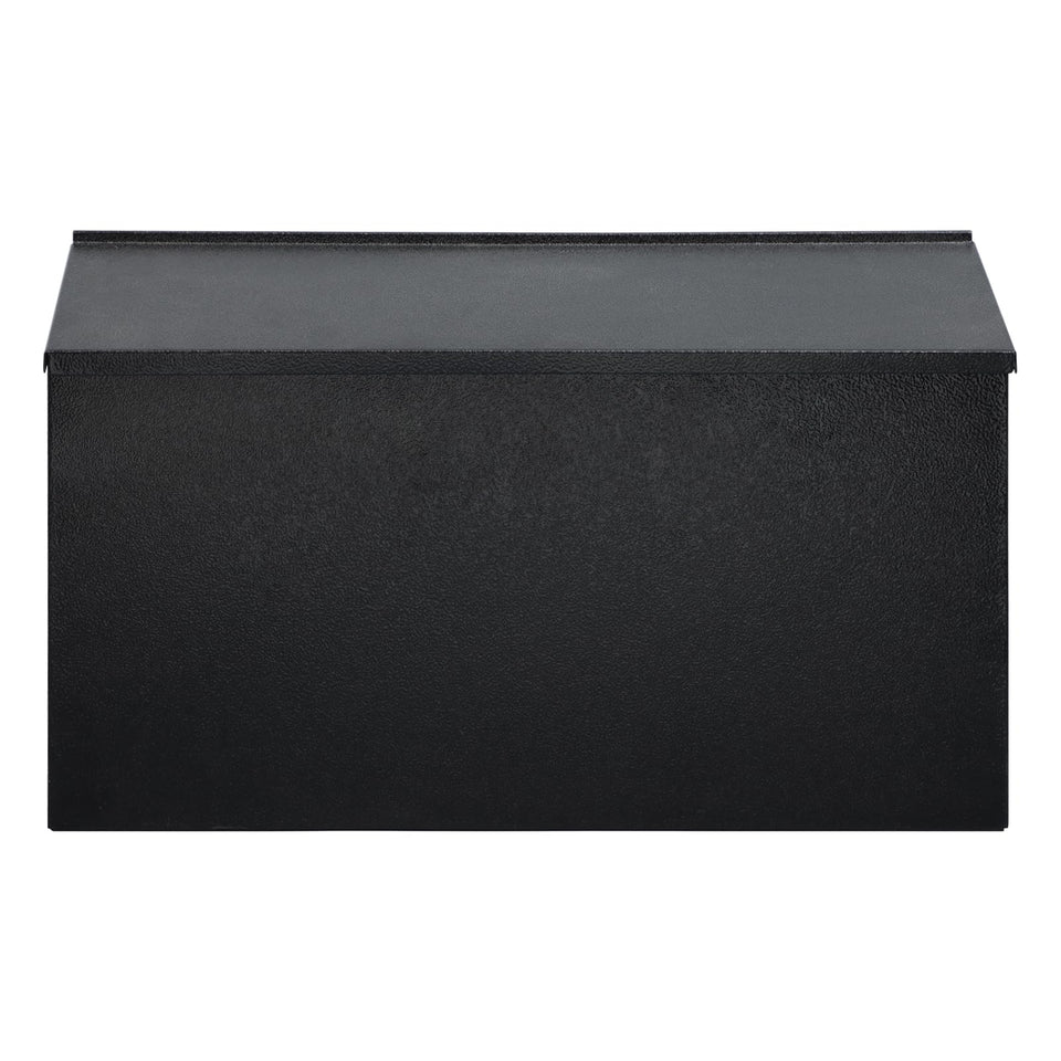 Dalmbox wall mailbox large front view shows ample storage for mail and magazines.
