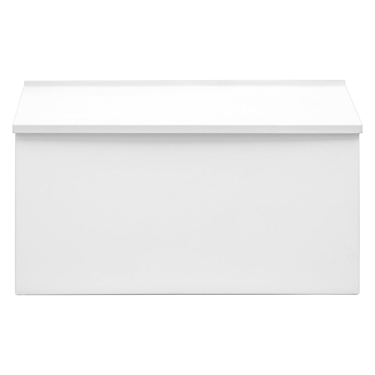 Dalmbox wall-mount mailbox front view in white, rust-proof steel for outdoor use.
