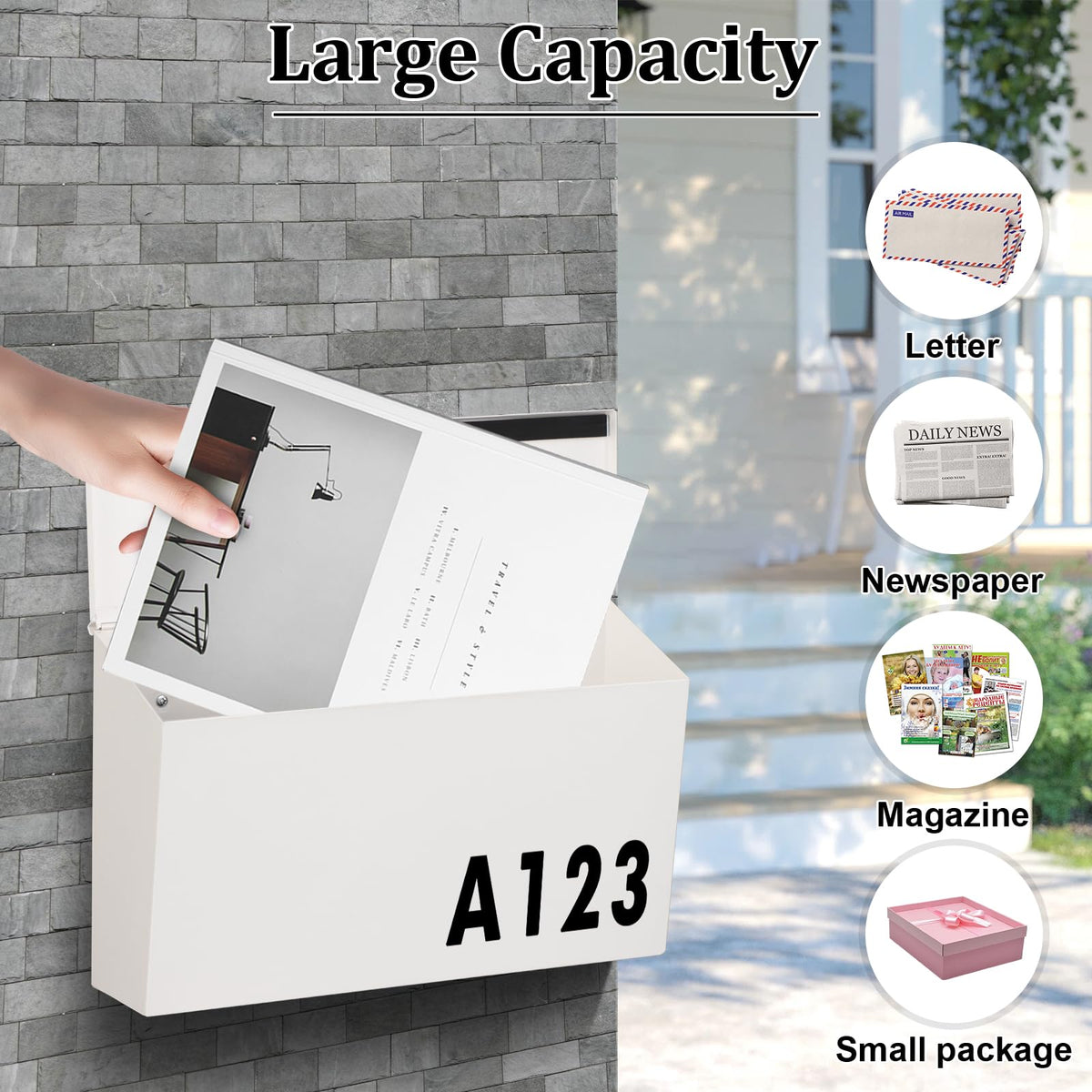 Dalmbox mailbox with included hardware for simple wall mounting.