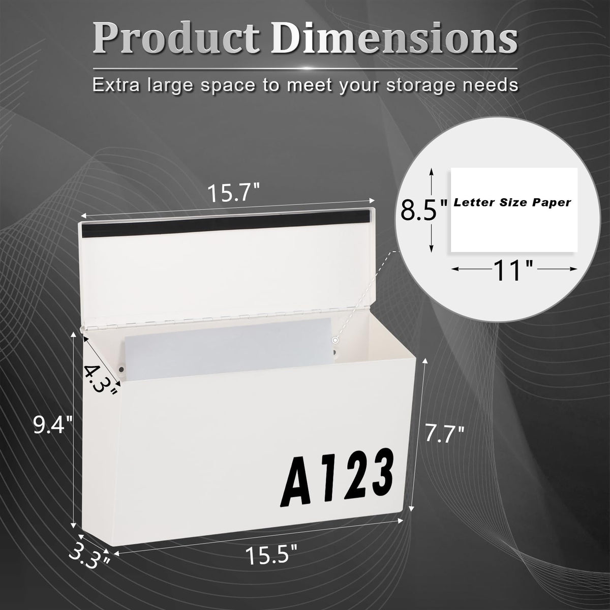 Dalmbox interior with ample storage for letters and magazines.