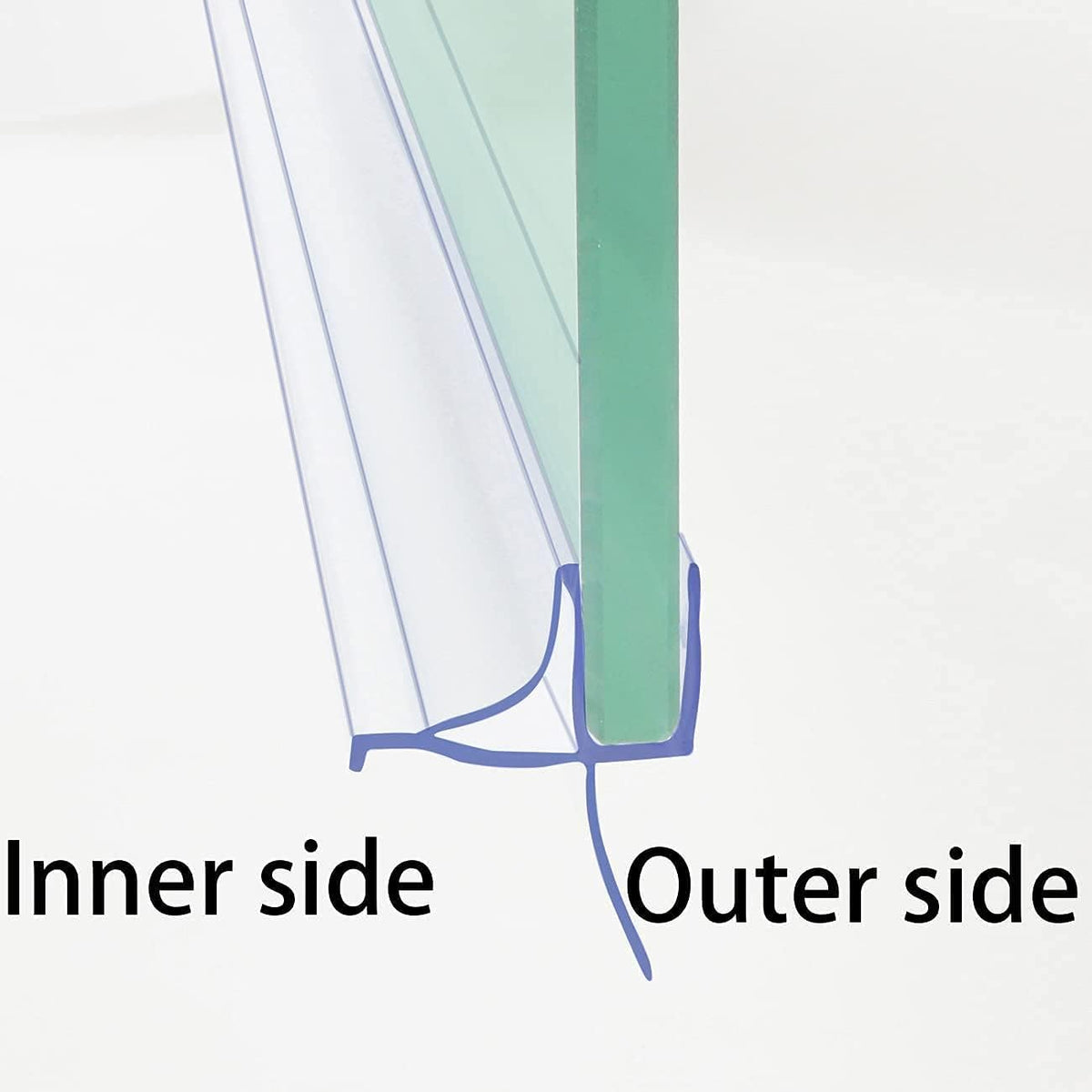Dalrun clear shower door sweep on glass provides nearly invisible water protection.