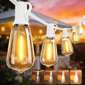 DAMAING outdoor string lights 50ft showcase warm Edison glow for patios.