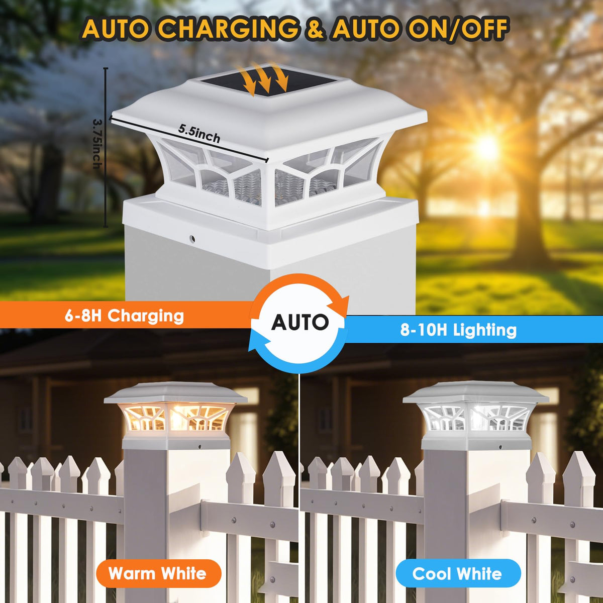 DAMAYCA cool white mode for bright security lighting along fences