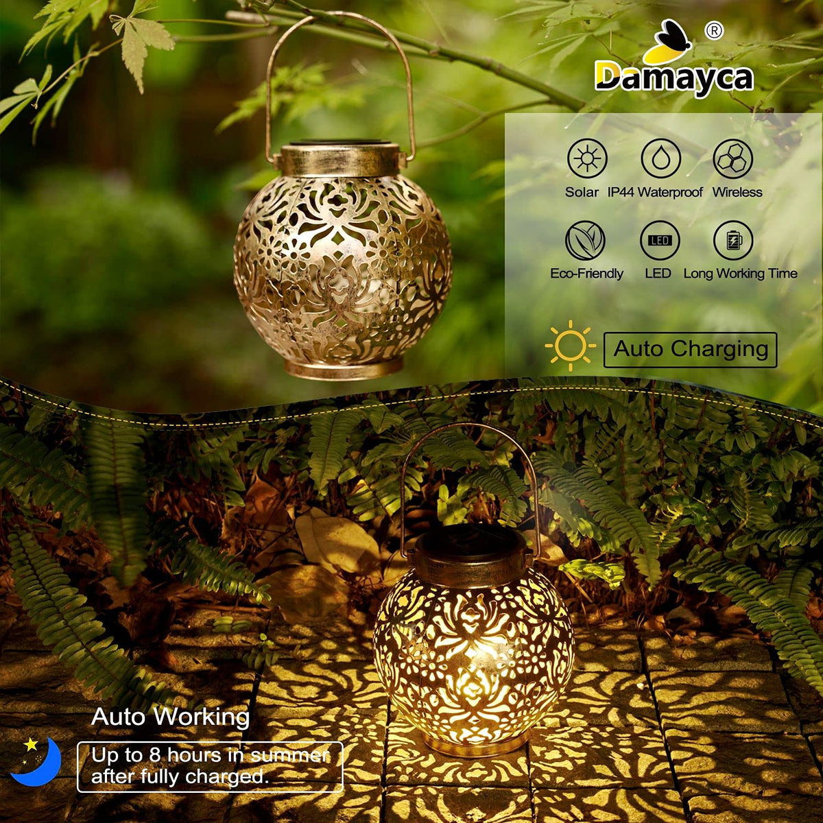 Damayca bronze LED lantern providing bright outdoor lighting