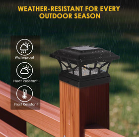 DAMAYCA lantern-style post cap light with dual temperature modes.