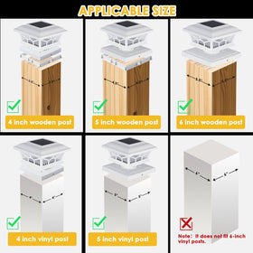 DAMAYCA solar post cap light on vinyl post for weatherproof nighttime visibility