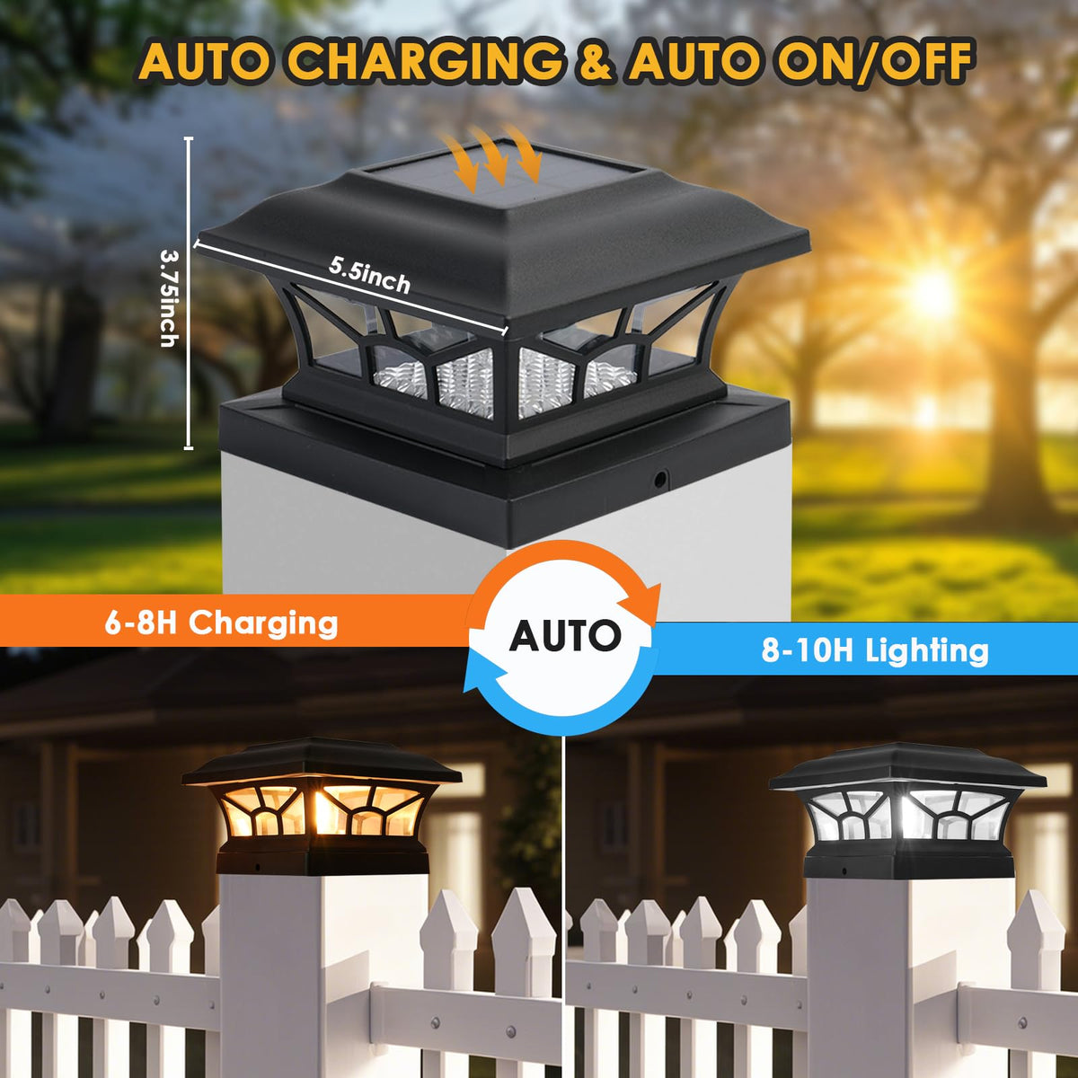 DAMAYCA waterproof post cap light withstands rain and snow for year-round use