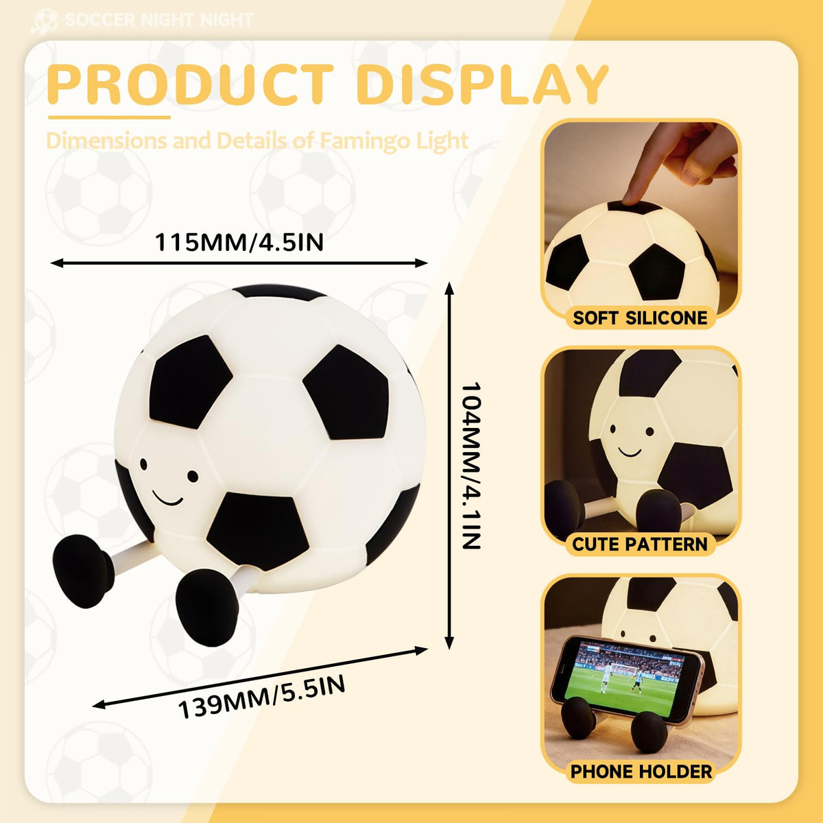 DAMELYN night light showing adjustable brightness for cozy room lighting