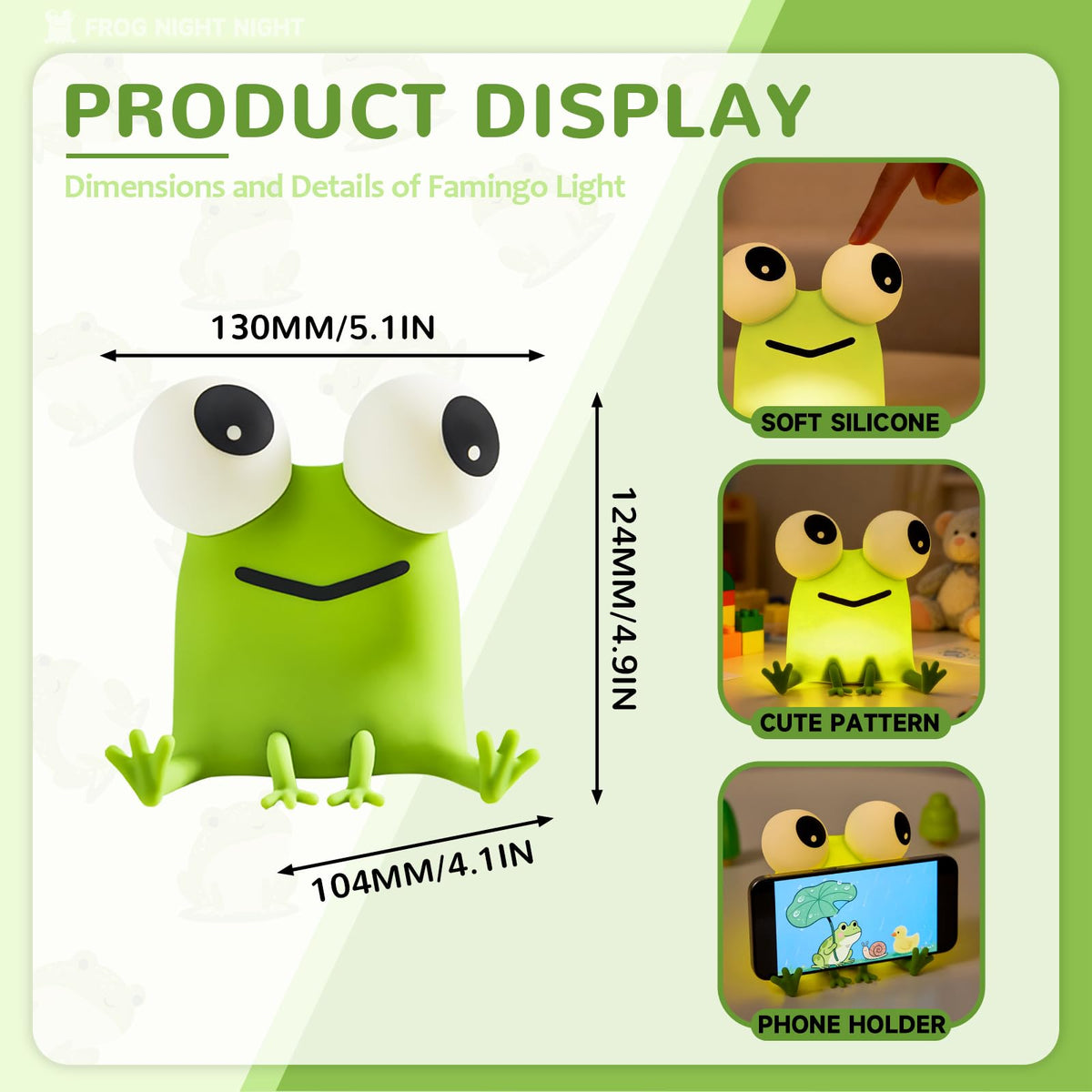 DAMELYN Frog Night Light with 30-minute timer for bedtime routines.