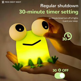 DAMELYN Frog Night Light with tap brightness control for versatile lighting.