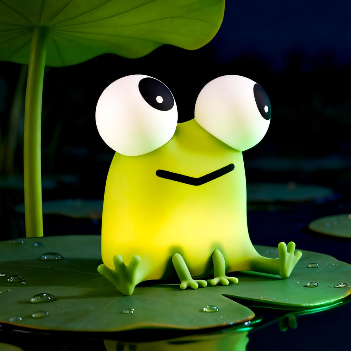 DAMELYN Frog Night Light in soft silicone for nursery safety.