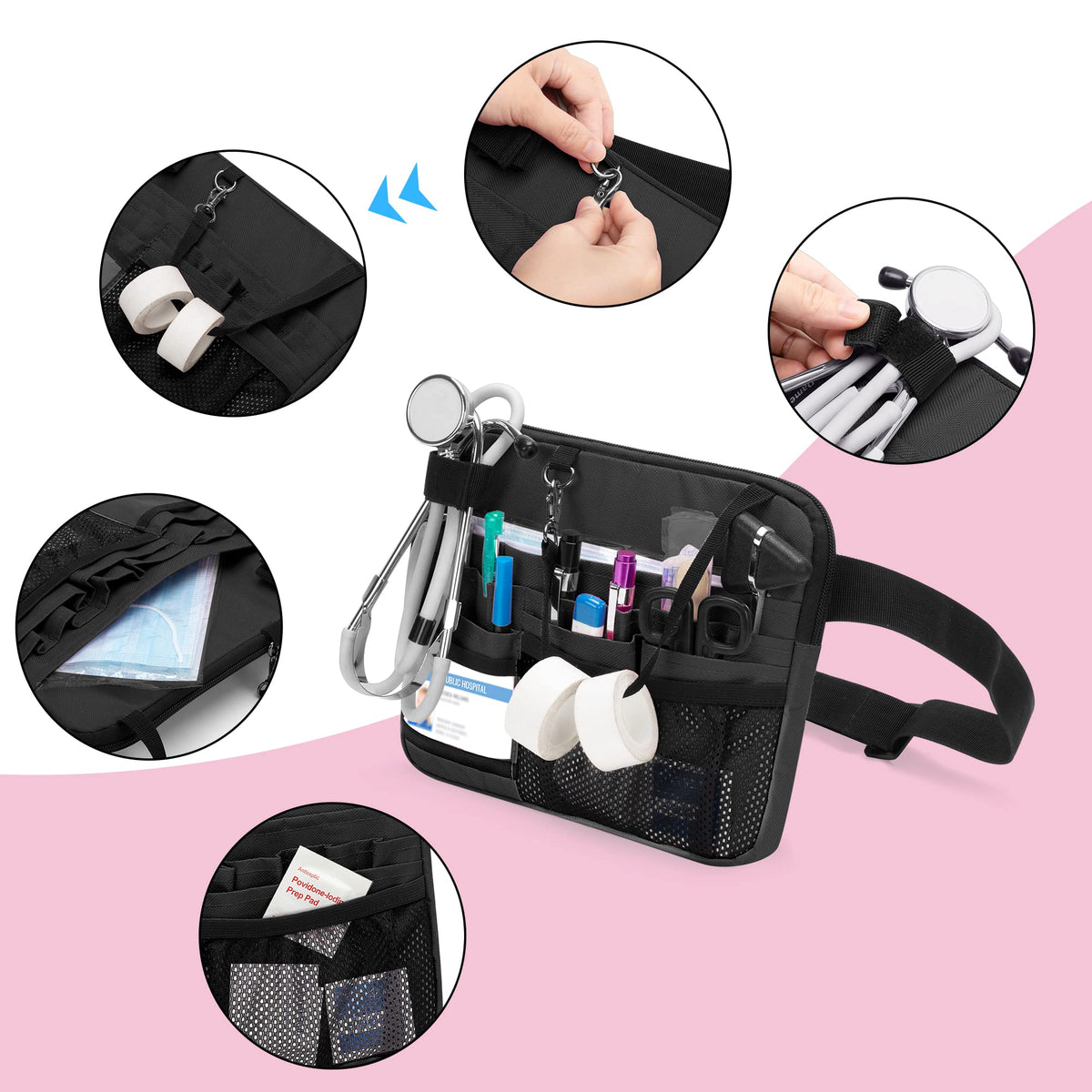 Damero Nurse Fanny Pack tape holder keeps stethoscope within reach for quick access