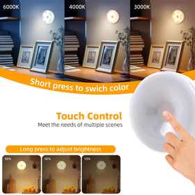 DAMI under-cabinet puck light illuminates kitchen work surfaces.